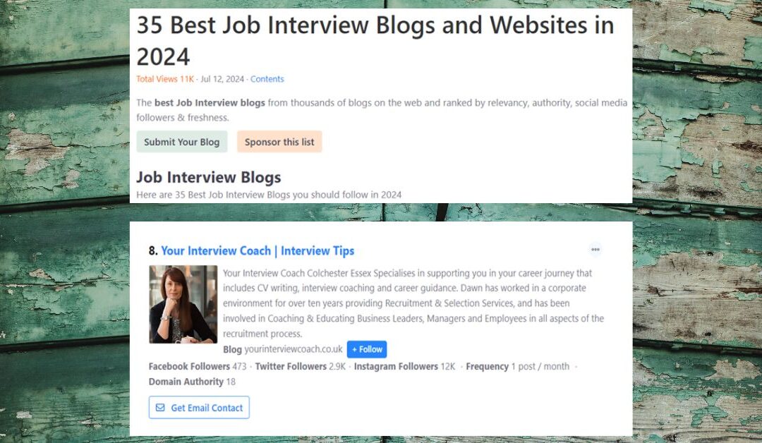 Your Interview Coach Featured as a Top Job Interview Blog on Feedspot!